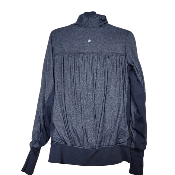 Navy Ruched Zip-Up Jacket - Picture 2 of 6